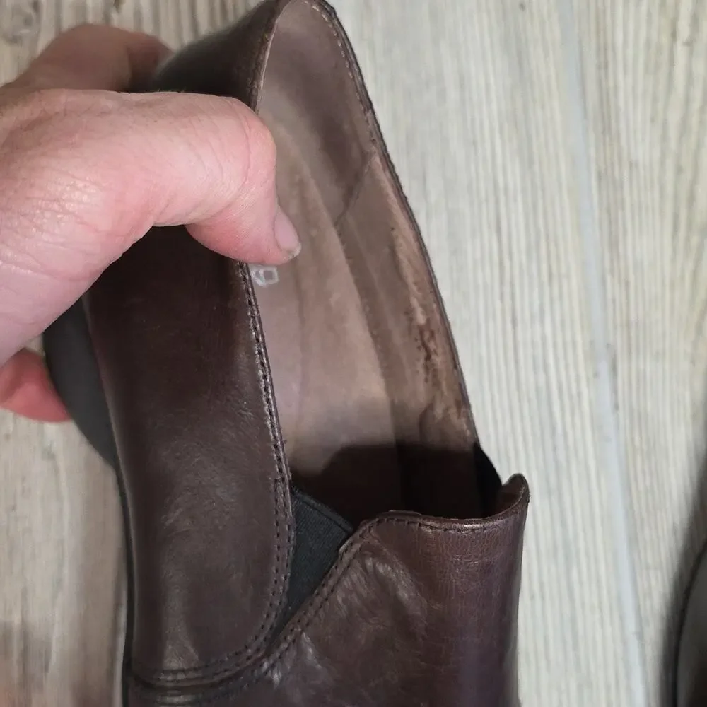 Dansko Robin Chocolate Burnished Calf Leather Low Heel Slip-On Shoes Womens 41